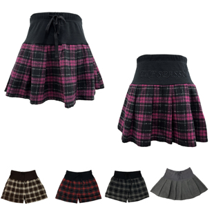 霓虹品牌单复古英伦风弹力刺绣短裙短裤