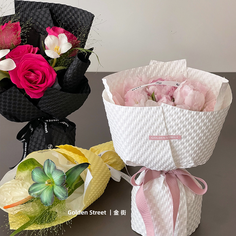 新品防水泡芙立体双面压纹纸女神节花店鲜花礼品手工包装纸包邮
