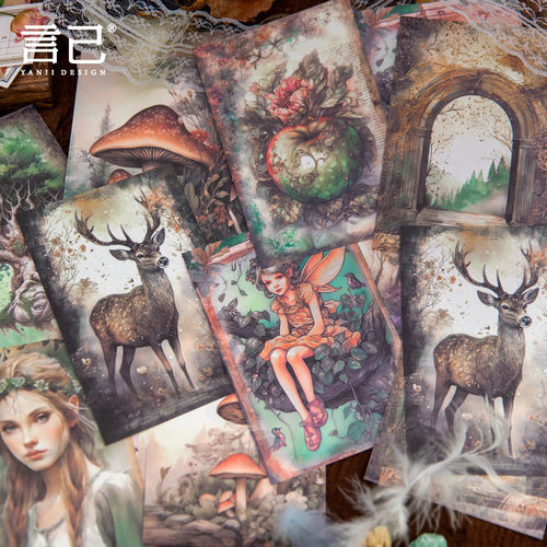 素材纸美式复古梦幻精灵城堡手账