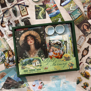 M|诗意年华胶带套装 大容量精美人物手帐pet笔记本便签纸124张入