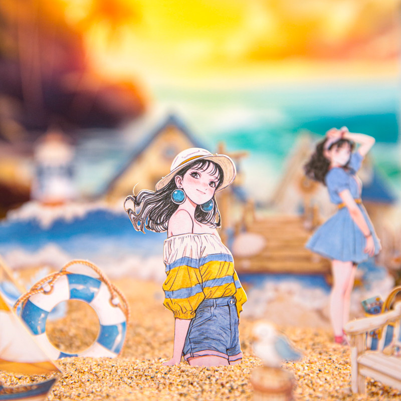 M｜筑梦日记贴纸 日式杂货风人物沙滩农场精雕硬卡纸15张入无重复,文具电教/文化用品/商务用品,贴纸/立体贴纸,淘宝优惠券,粉丝福利购,淘宝优惠卷