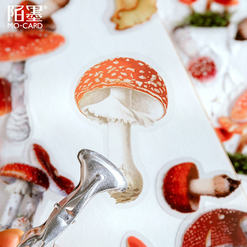 贴纸仿干花蘑菇手作pet贴纸手账