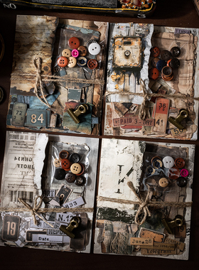 M｜我的Junk Journals手帐素材包 复古信笺纽扣夹子标签装饰配件