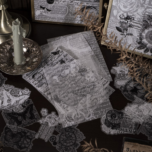 素材包背景纸贴纸硫酸纸黑白时钟