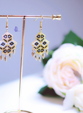 8floorA日式日系手工手作串珠巴洛克风树叶流苏耳钩耳夹耳环