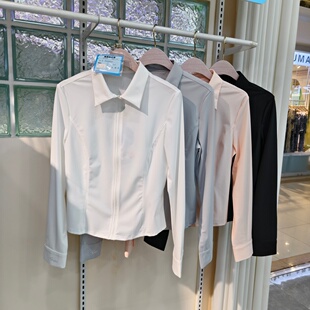 洁米6W8022春夏女冰感防晒衬衣拉链小蛮腰长袖 正肩防紫外线户外