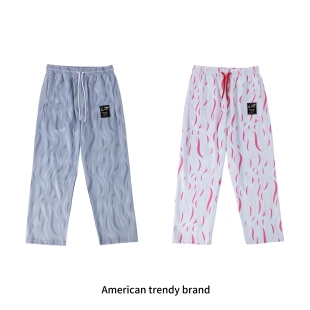 外贸定制款 美式 男生柳叶刀彩绘直筒运动裤 篮球长裤 新款