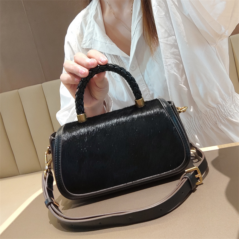 牛皮小方包女单肩斜挎时尚洋气豹纹马毛简约百搭气质真皮手提包潮