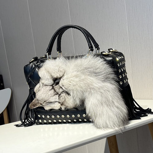 毛毛女包手提大包真皮流苏单肩包