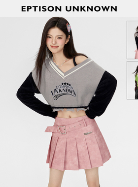【49/件】EPTISON针织上衣女2025秋季新款学院风甜辣宽松短款毛衣