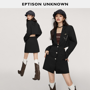 【139/件】EPTISON黑色连衣裙2025秋新款时尚甜酷辣妹风镂空a字裙