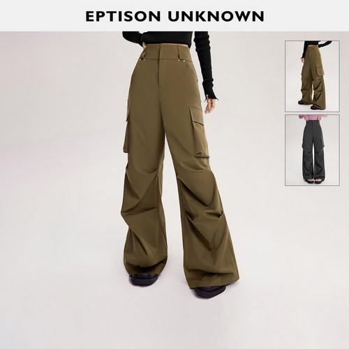 Eptison宽松高腰工装直筒裤