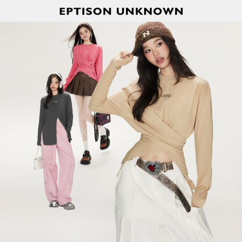 Eptison纯色设计感圆领上衣