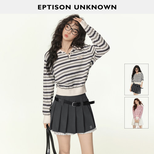 Eptison学院风慵懒条纹毛衣