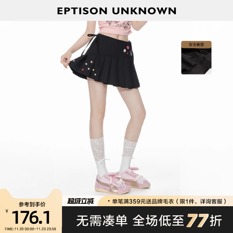 Eptison学院风A字百褶短裙