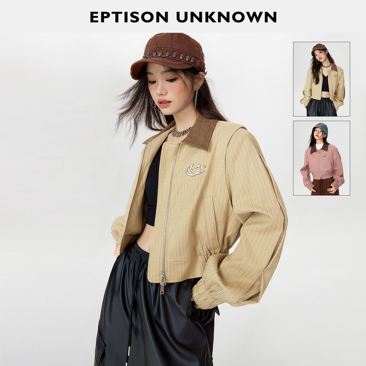 Eptison复古条纹休闲短款外套图片