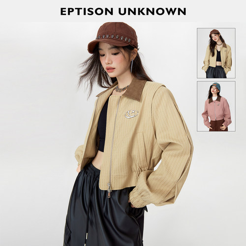 Eptison复古条纹休闲短款外套