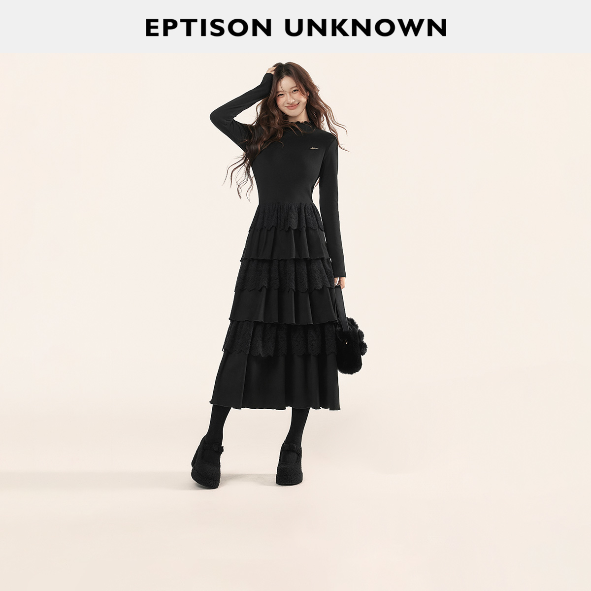 Eptison少女风收腰蛋糕连衣裙