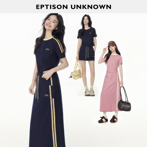 Eptison美式复古运动风套装裙