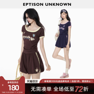 女2025夏新款 花苞裙裤 美式 时尚 休闲两件套 运动风短袖 EPTISON套装