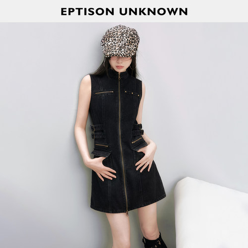 eptison美式复古牛仔连衣裙