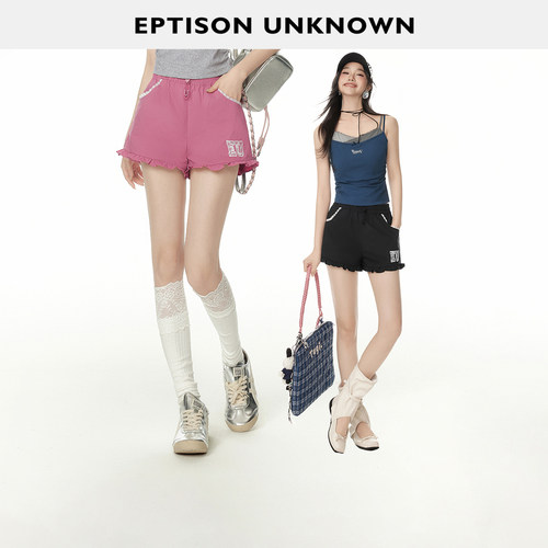 Eptison运动少女风花边短裤