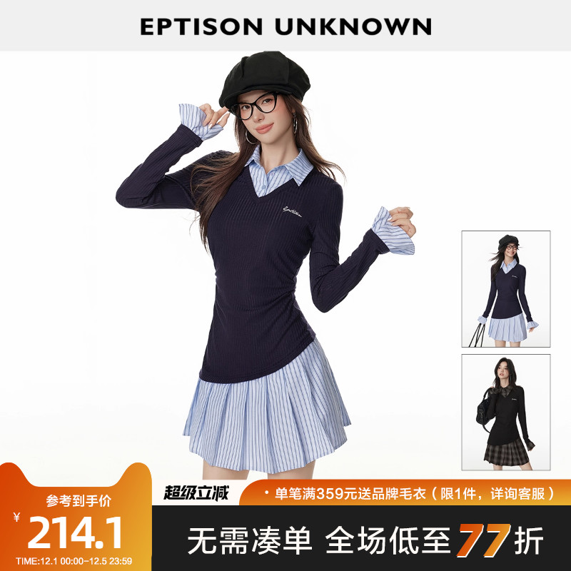 Eptison复古学院风修身连衣裙