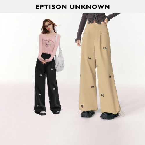 Eptison少女蝴蝶结印花休闲裤