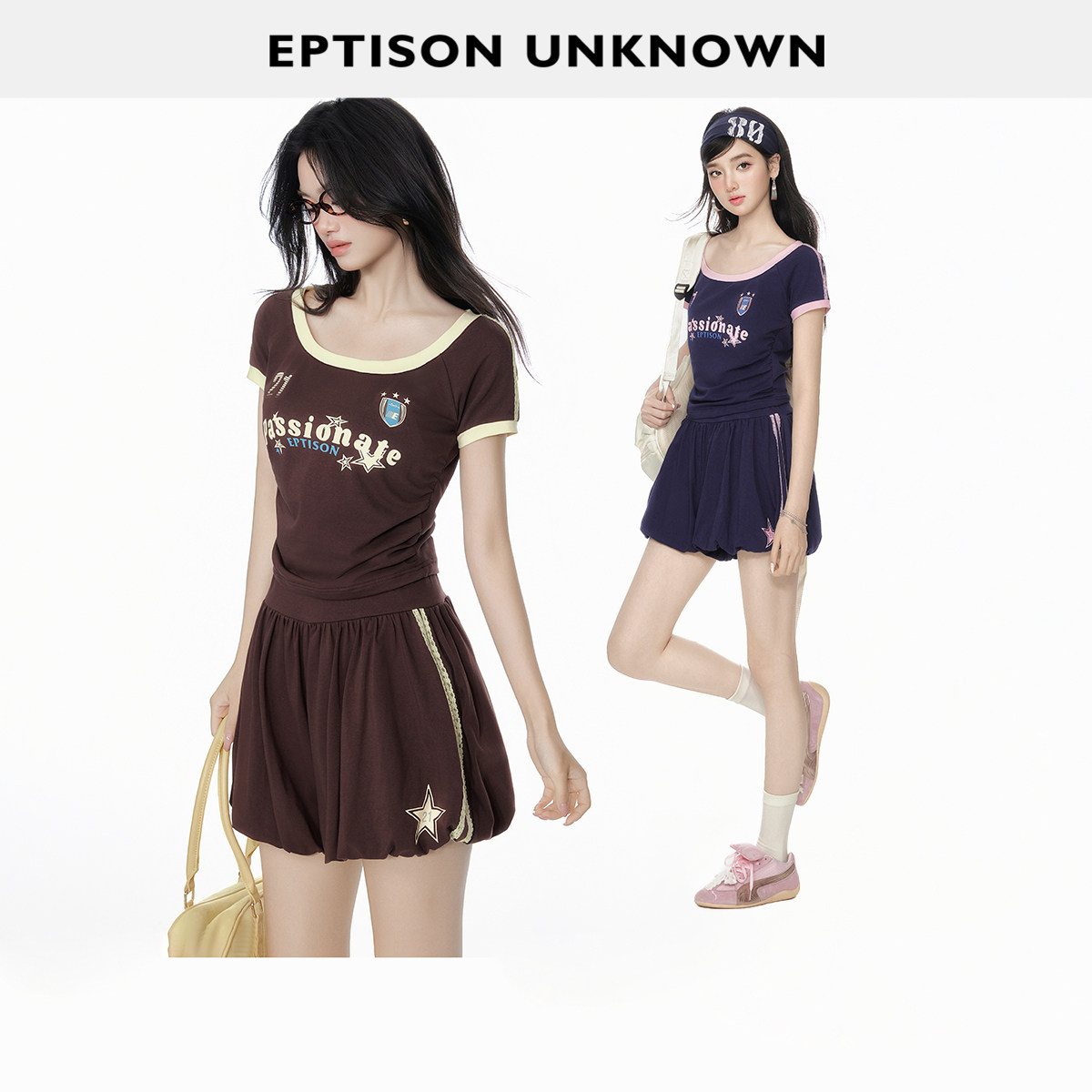 Eptison美式运动风复古两件套图片