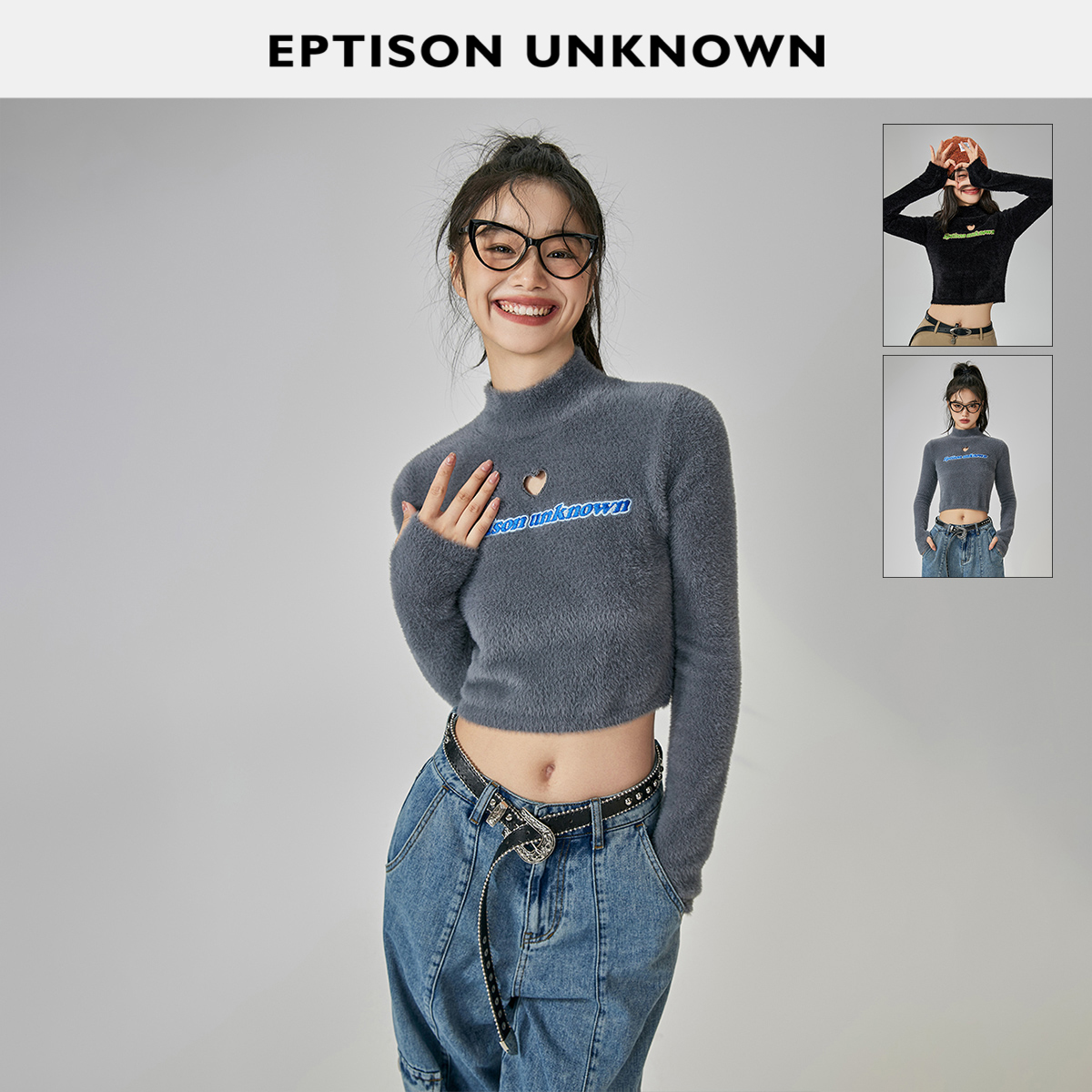 修身针织毛衣Eptison慵懒立领