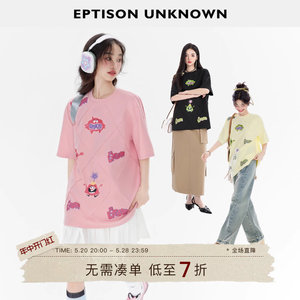 Eptison趣味网格时尚印花T恤