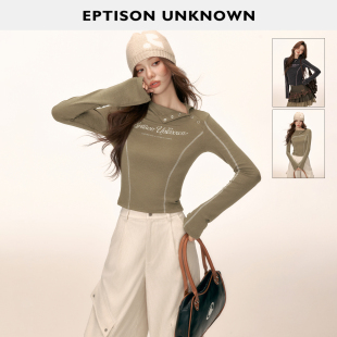 EPTISON斜襟针织衫 件 2025冬季 新款 上衣女 美拉德风复古短款