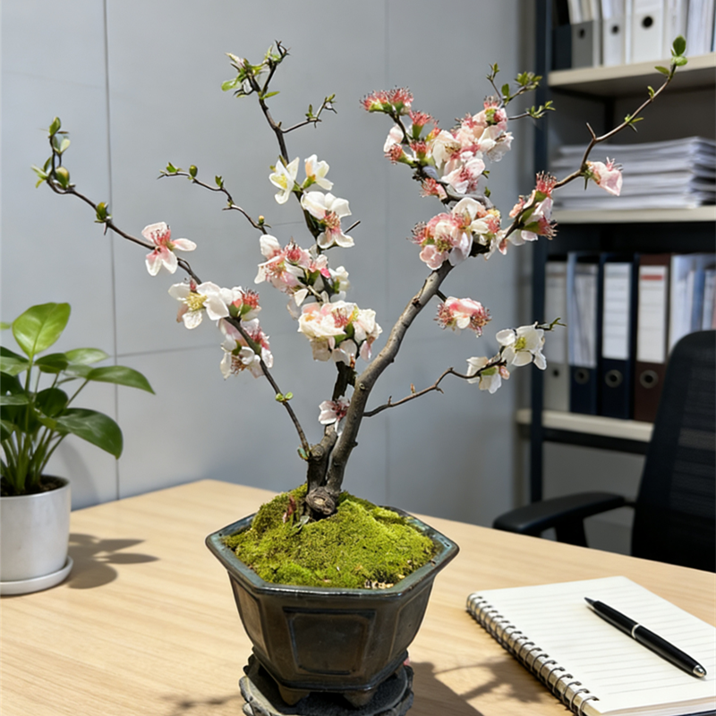 进口复色云龙梅游龙海棠稀有品种开花观叶茶室基地直销造型盆景
