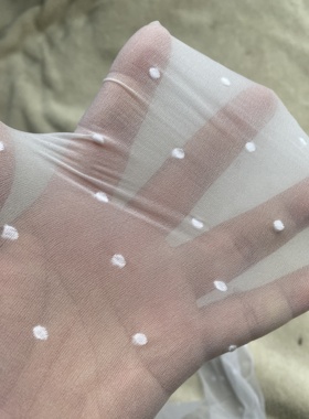 任意剪哑光白色透明丝袜印花波点圆点浅黑丝防勾丝T裆无痕连裤袜