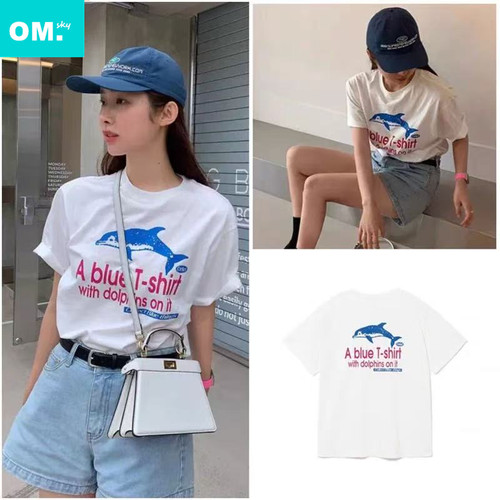 车静媛同款纯棉海豚短袖T恤女