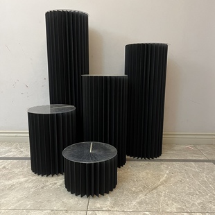 黑色罗马柱甜品台摆台橱窗路引圆柱展示柜风琴展台陈列架中岛台柱