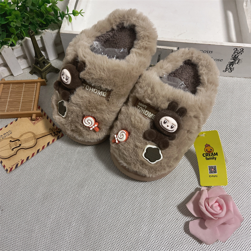 钟意美佳居家儿童冬季棉拖鞋卡通可爱室内保暖鞋男童女童地板拖鞋