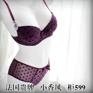 出口法国宫廷风绛紫色薄杯款性感舒适聚拢女文胸外贸欧美内衣套装