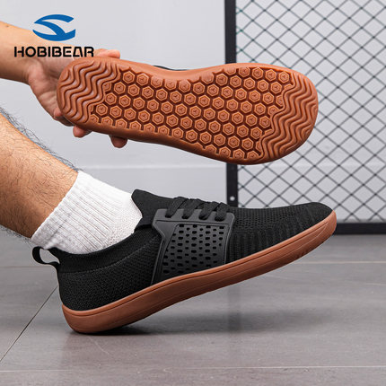 HOBIBEAR宽头鞋宽楦赤足4E平步男女户外徒步室内健身训练鞋