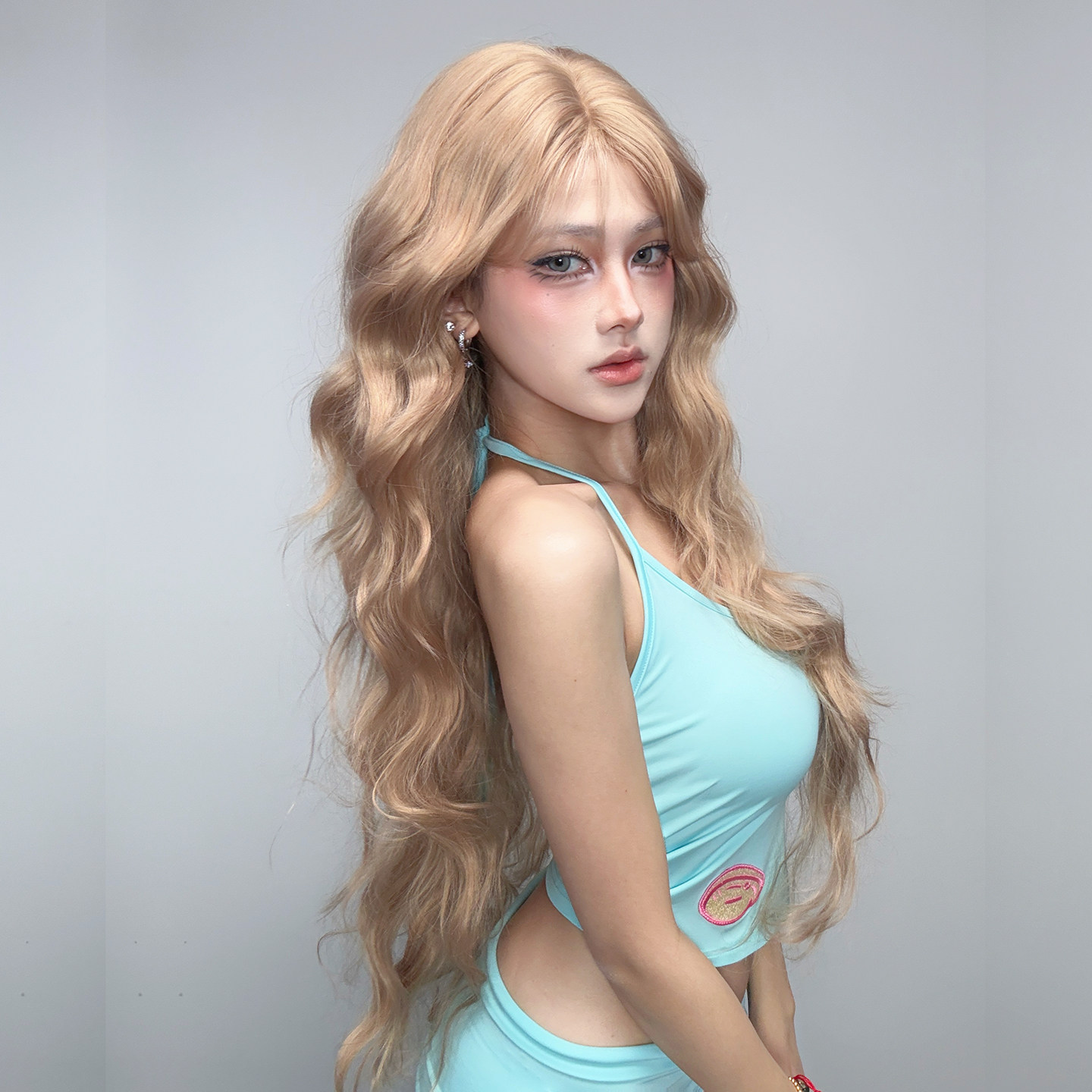 金色假发女Lolita羊毛卷长卷发欧美法式中分大波浪蛋卷长发全头套