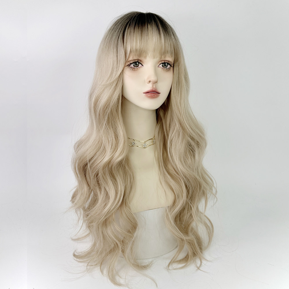 金发假发卷发金色白金色浅全头套女长发大波浪lolita万用头发水舞