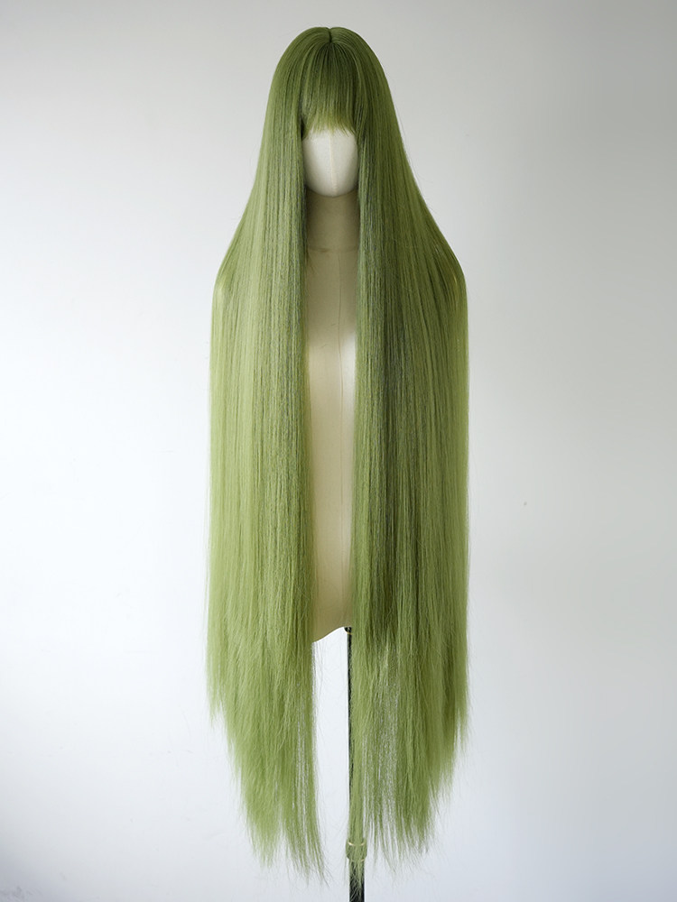 Green Extra-Long 130cm Straight Wig Full Cover - Taobao product photo 5