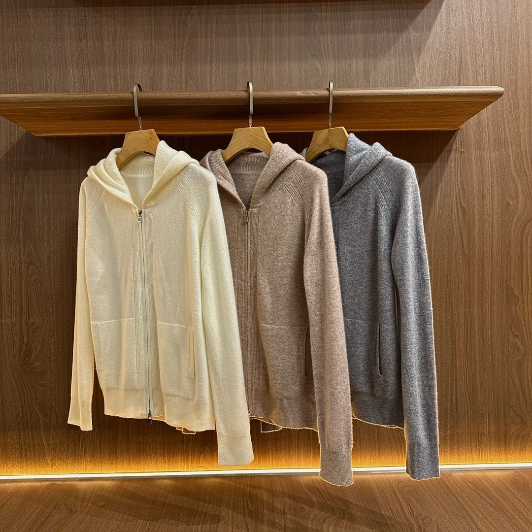 LP同款女士女款羊绒羊毛秋冬经典款拉链连帽针织女士外套