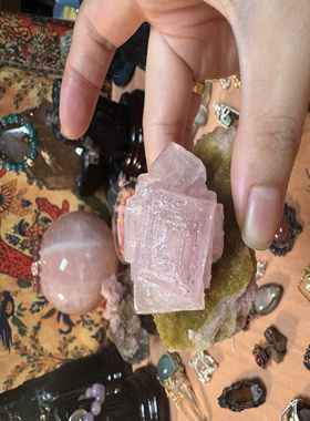 天然美国盐矿摆件粉盐矿石玫瑰盐原石裸石毛料香薰摆件