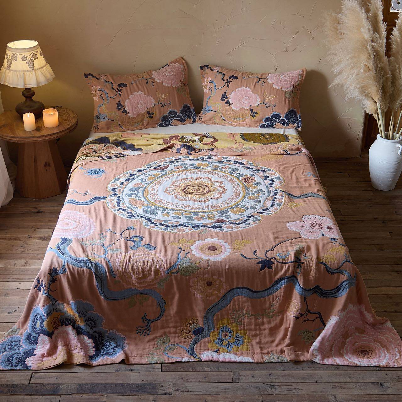 花想容-230*250cm加大多层纱布罗布麻床盖毯A类母婴可铺可盖,床上用品,床盖,淘宝优惠券,粉丝福利购,淘宝优惠卷