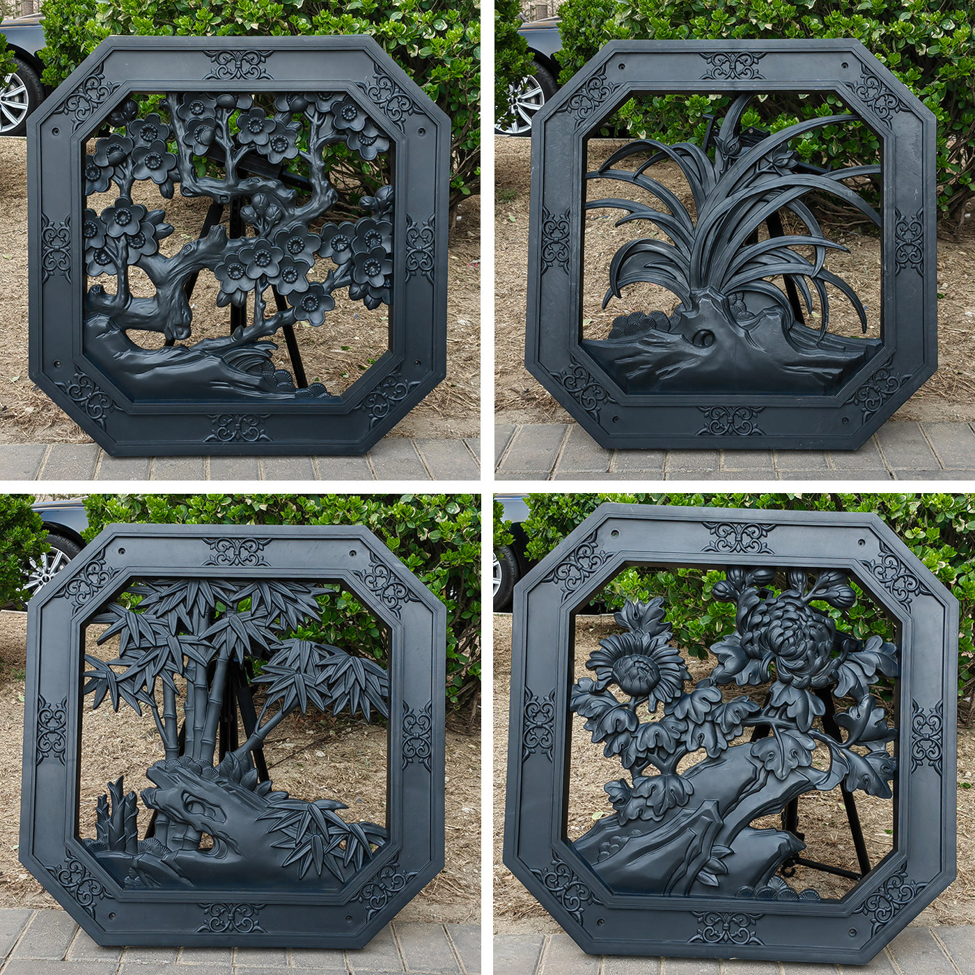 八角边形梅兰竹菊农村迎门树脂仿古浮雕墙面装饰中式庭院围墙挂件,基础建材,其它,淘宝优惠券,粉丝福利购,淘宝优惠卷