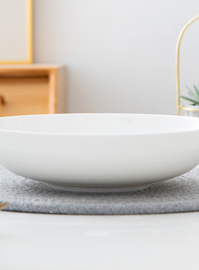 景德镇白色骨瓷家用深汤碗汤盆陶瓷碗新款面碗蒸菜钵矮扁浅菜碗