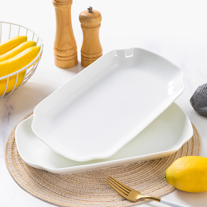 新款陶瓷纯白鱼盘高级感家用蒸鱼盘烤鱼大号盘子菜盘花形骨瓷盘,餐饮具,盘,淘宝优惠券,粉丝福利购,淘宝优惠卷