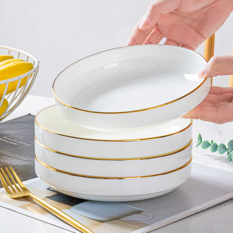 尚韵陶瓷深盘骨瓷家用圆形深盘