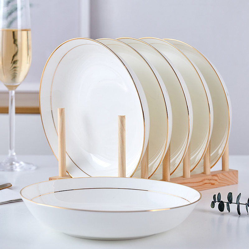 尚韵陶瓷骨质瓷盘子圆形深盘